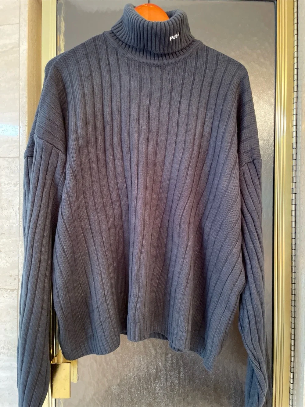 VTG Polo By Ralph Lauren Dark Gray Ribbed Turtleneck Long Sleeve Sweater 2XL